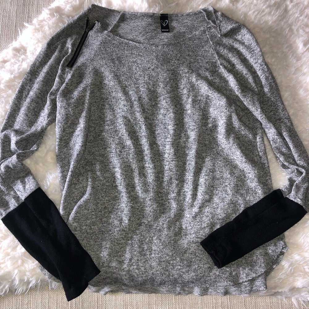 Grey windsor off the shoulder sweater